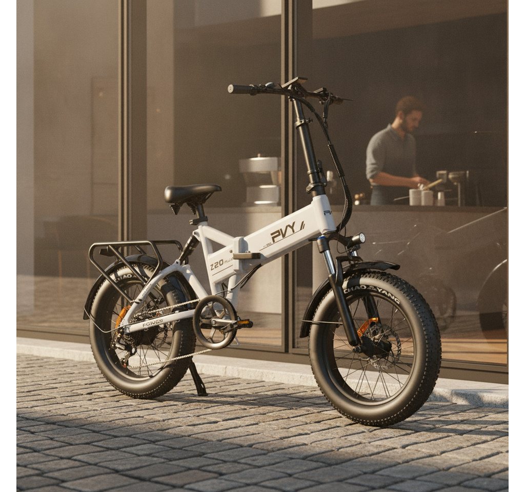 kowdom E-Bike Pedelec (unterstützt bis 25 km/h, entdrosselbar auf 50 km/h) Klapprad 20 Zoll Fatbike 1000W 48V 16,5Ah hydr. Bremse 7-Gang, 7 Gang Shimano Schaltwerk, Kettenschaltung, Bürstenloser Getriebenabenmotor, 48 Wh, (Faltrad, Bedienungsanleitung enthalten), Klappbar, Fatbike, hydraulische Bremsen, verstellbare Federgabel Bild 5