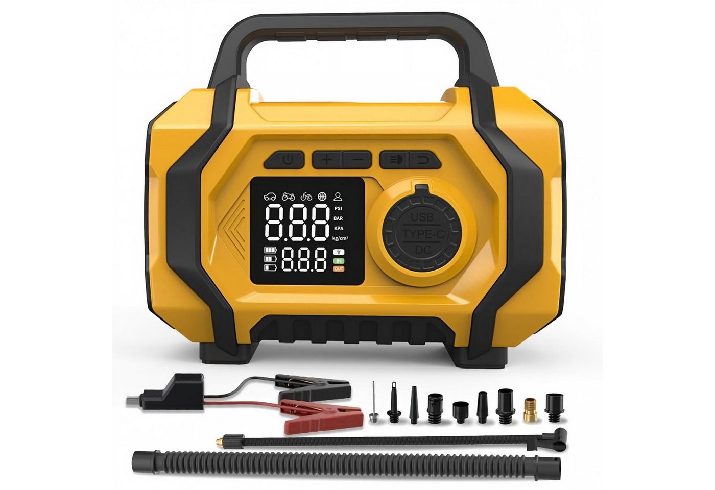 AIBISTAR Auto Starthilfe Powerbank mit 150PSI,6-in-1 Autobatterie-Ladegerät Autobatterie-Ladegerät (14-tlg., intelligentes LED-Display,SOS-Modus, 8000mAh,Powerbank-Funktion,Blasfunktion,Vakuumfunktion,Notstromquelle) Bild 5