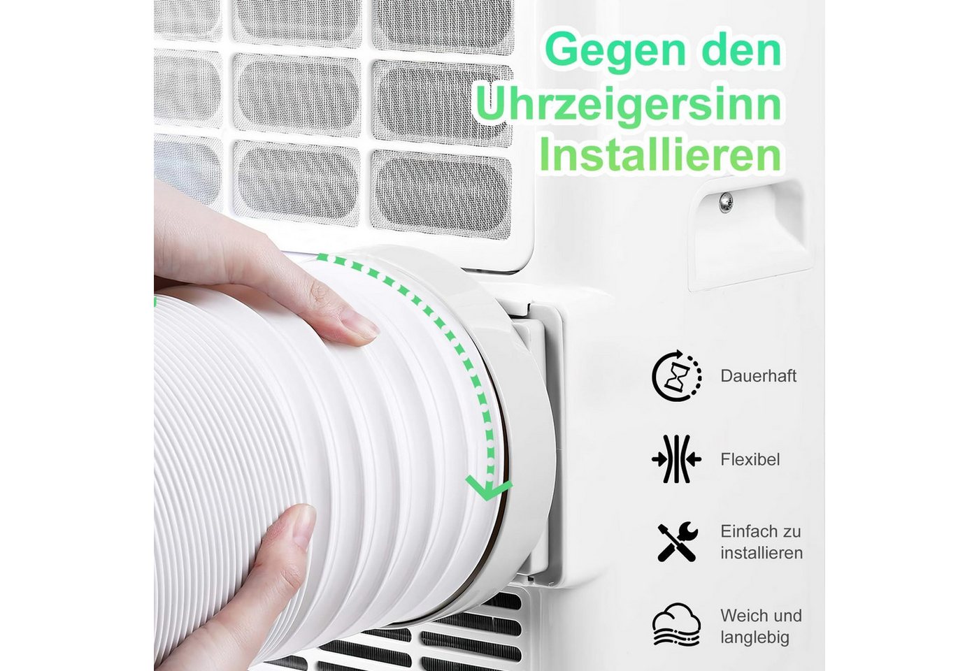 FELIXLEO Abluft-Set 150mm Abluftschlauch Klimaanlage 2m Verlängerung Weiß Bild 2