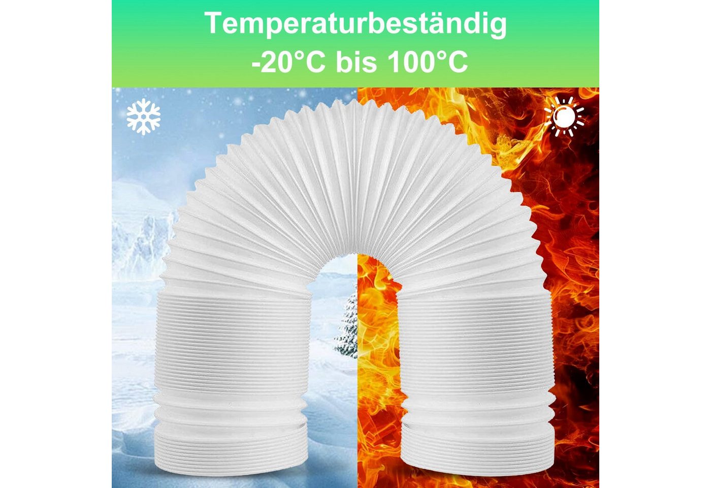 FELIXLEO Abluft-Set 150mm Abluftschlauch Klimaanlage 2m Verlängerung Weiß Bild 5