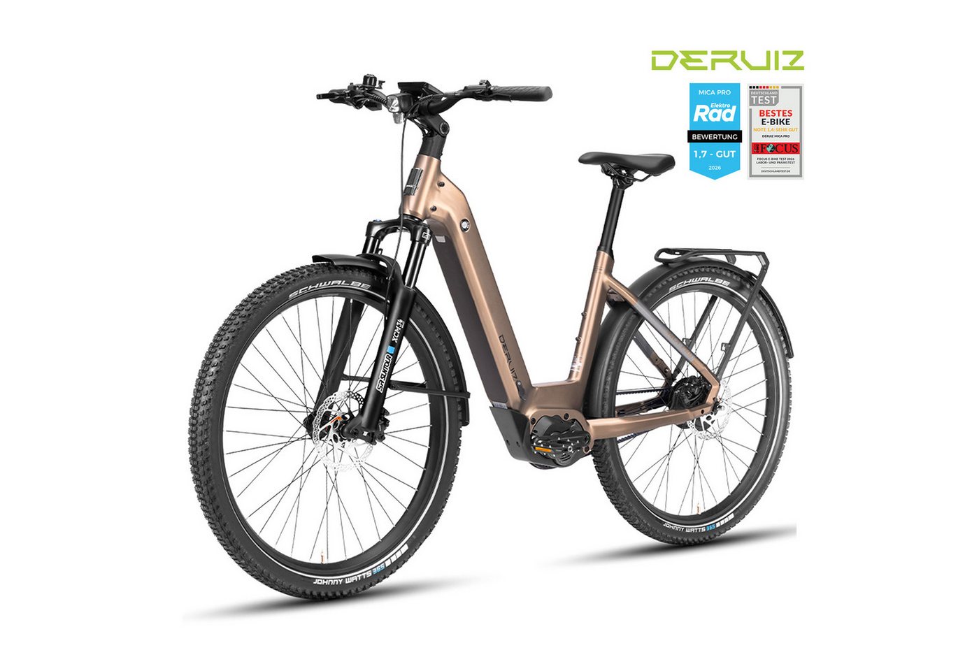 DERUIZ E-Bike Mountainbike Mica Pro 29 Zoll, 48 cm, 180 kg Gesamtgewicht, Samsung-Akku, Nabenschaltung, Mittelmotor, 720 Wh, (Trittfrequenz- und Drehmomentsensor, Lockout-Federgabel, Tiefeinsteiger), ENVIOLO stufenlos, 180-mm-Bremsen, Johnny Watts 365