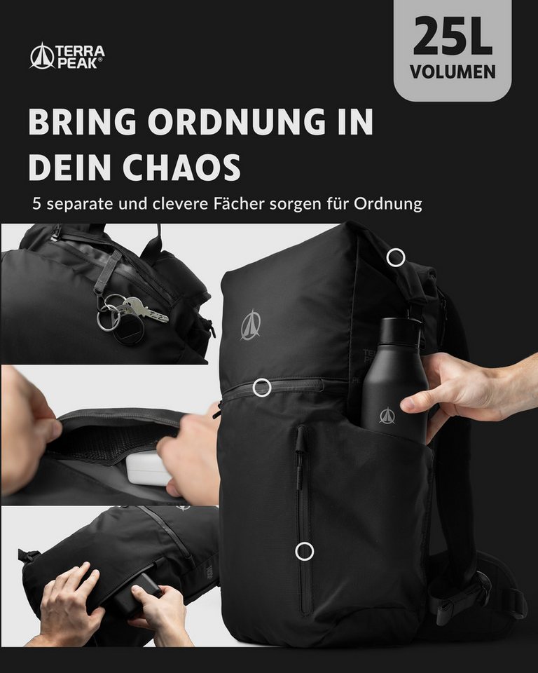 Terra Peak Tagesrucksack, Rucksack für Damen und Herren, 20 bis 25l Volumen, für Laptops bis 15 Bild 4