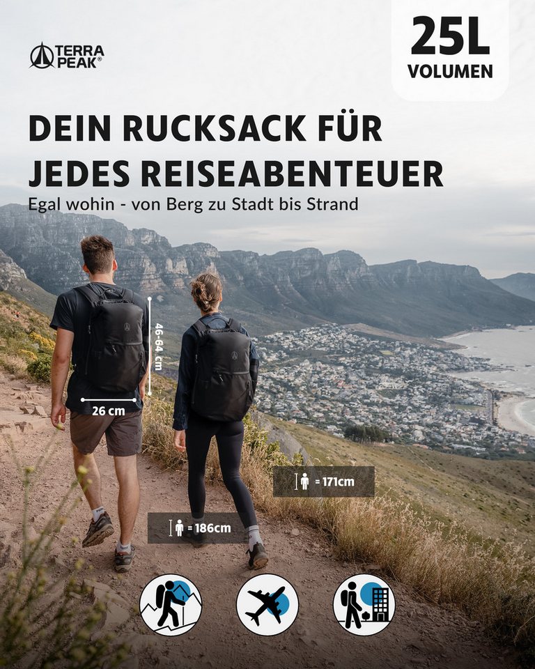 Terra Peak Tagesrucksack, Rucksack für Damen und Herren, 20 bis 25l Volumen, für Laptops bis 15 Bild 5