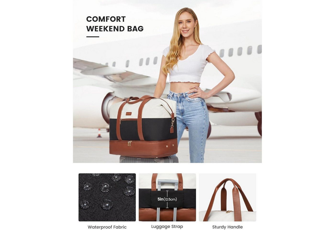 LuxusKollektion Reisetasche Sporttasche Damen Weekender Handgepäck Tasche Kliniktasche mit Bild 5