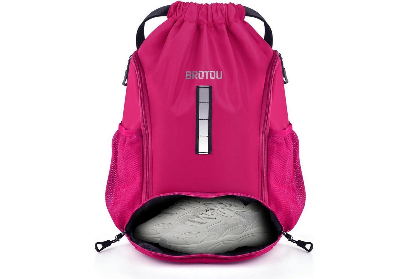 LuxusKollektion Sporttasche Sportbeutel Turnbeutel Kordelzug Schuhfach Wasserfest Damen Magenta Bild 3