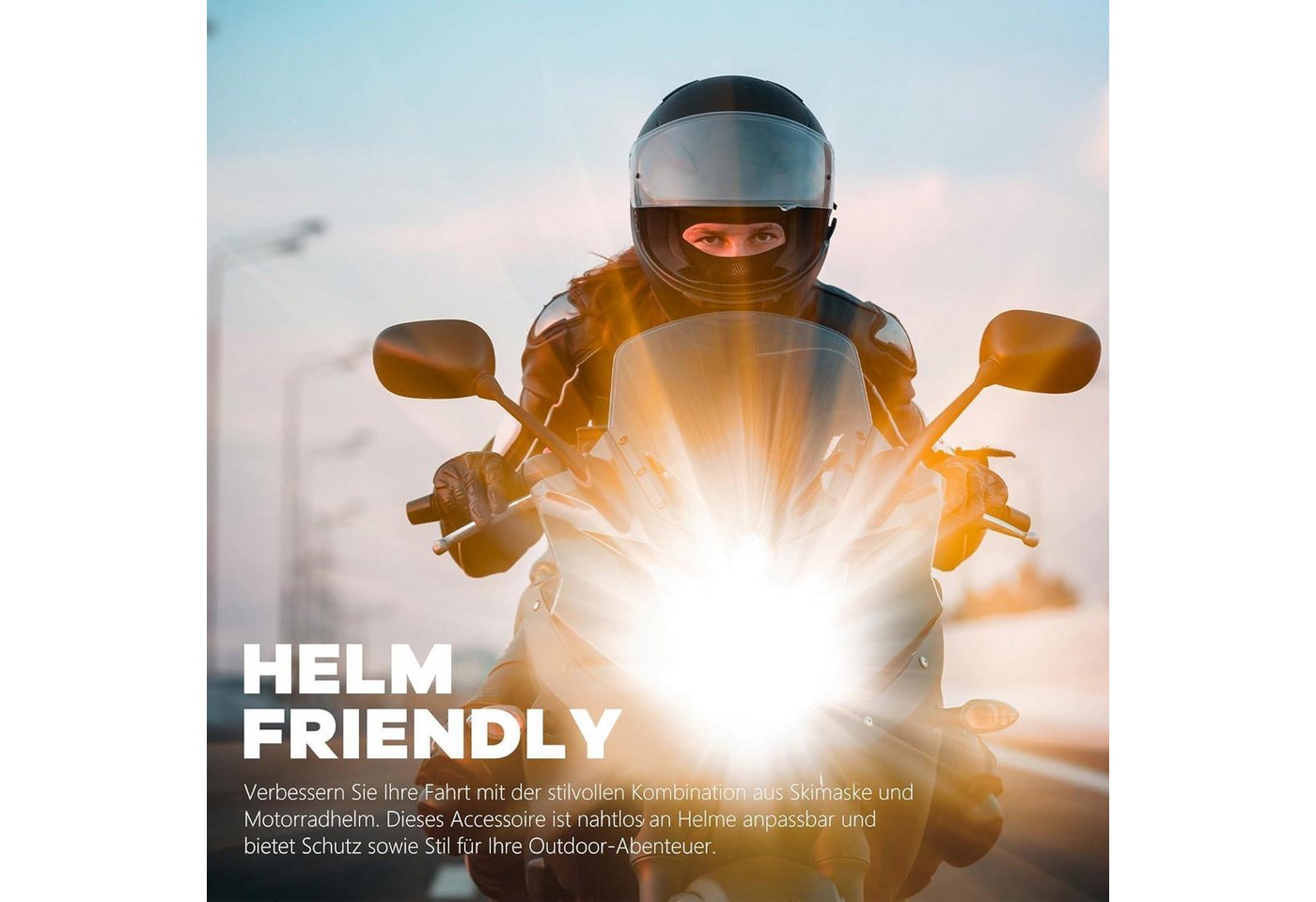 LuxusKollektion Sturmhaube Sturmhaube Balaclava UV Schutz Motorrad Herren Einheitsgröße Schwarz Bild 2