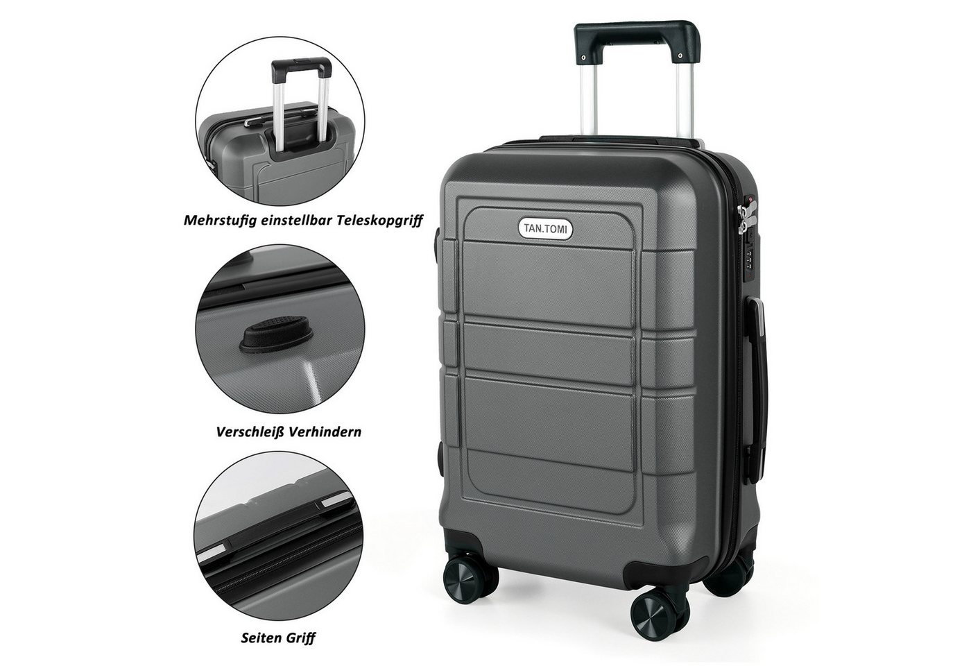 TAN.TOMI Kofferset Hartschale Trolley Koffer Leicht Reisekoffer ABS Erweiterbar Haltbar, 4 Rollen, Mit Zahlenschloss Trolley Handgepäck Große Kapazität 4 Rollen Bild 3