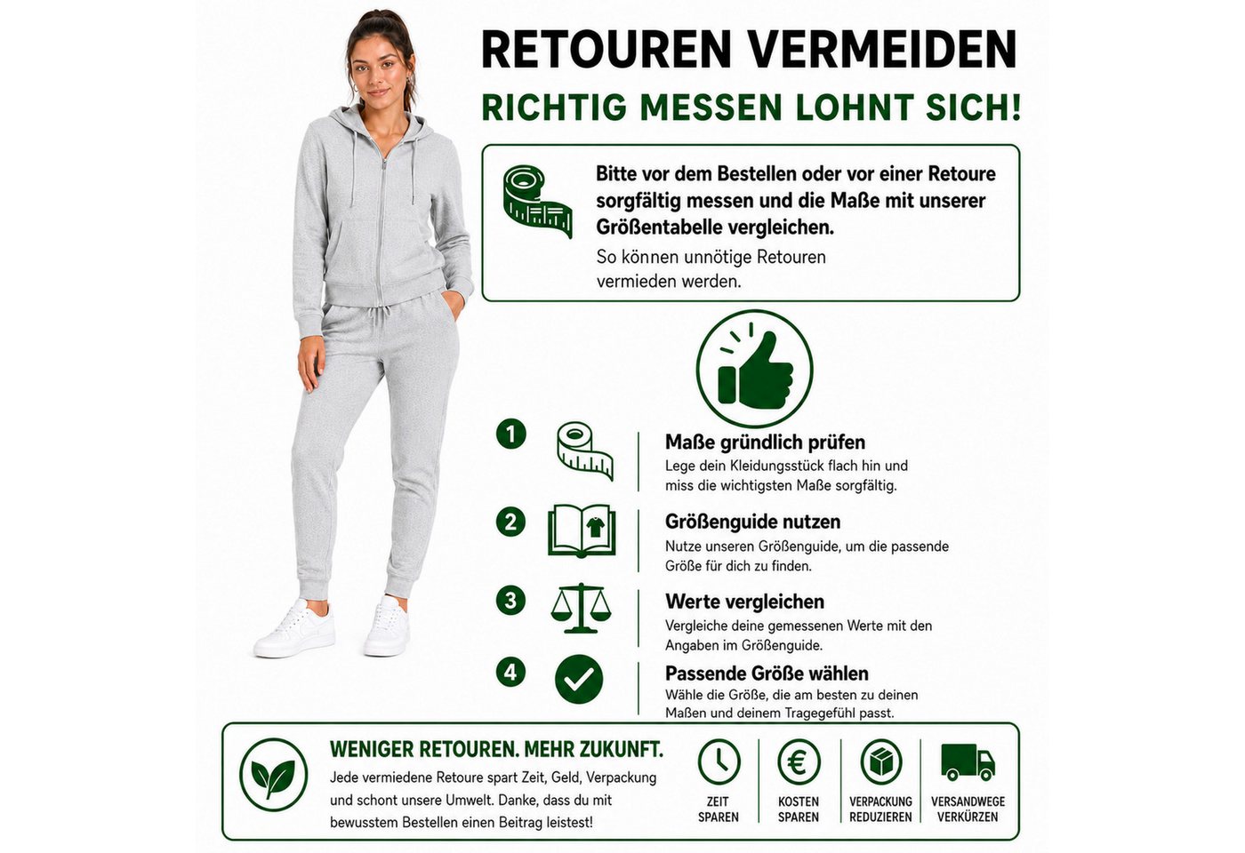 L.gonline Freizeitanzug Damen Jogginganzug einfarbig 100% Baumwolle 586 Grau XL (Kapuzenjacke mit Reißverschluss, Hose, 2-tlg), Fitness Freizeit Casual Bild 2