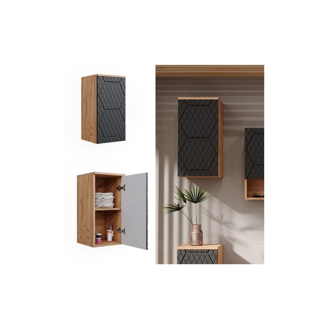 Vicco Badschrank Irma Goldkraft Eiche/Anthrazit 30 x 59 cm 2 Fächer Badezimmer