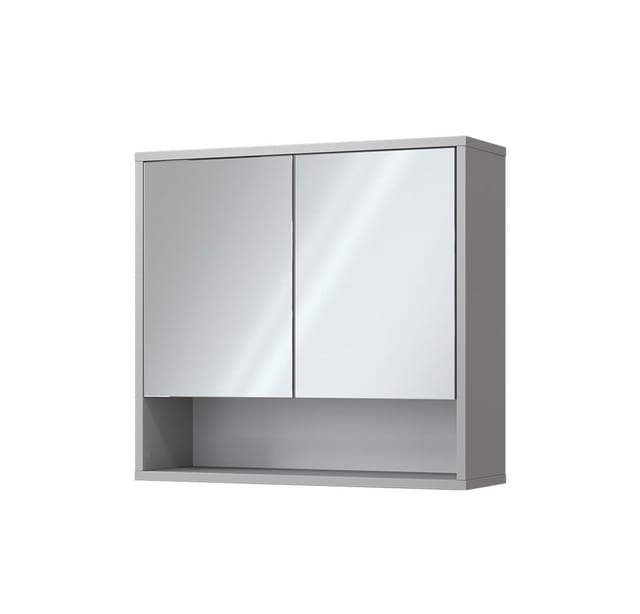 Vicco Badspiegelschrank Eliza Grau 70 x 65 cm mit 2 Türen