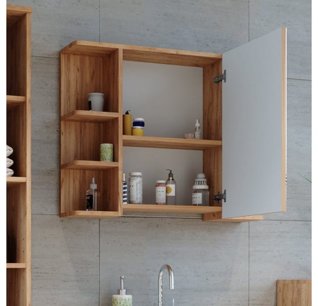 Vicco Badspiegelschrank Fynn Goldkraft Eiche/Grün 80 x 64 cm
