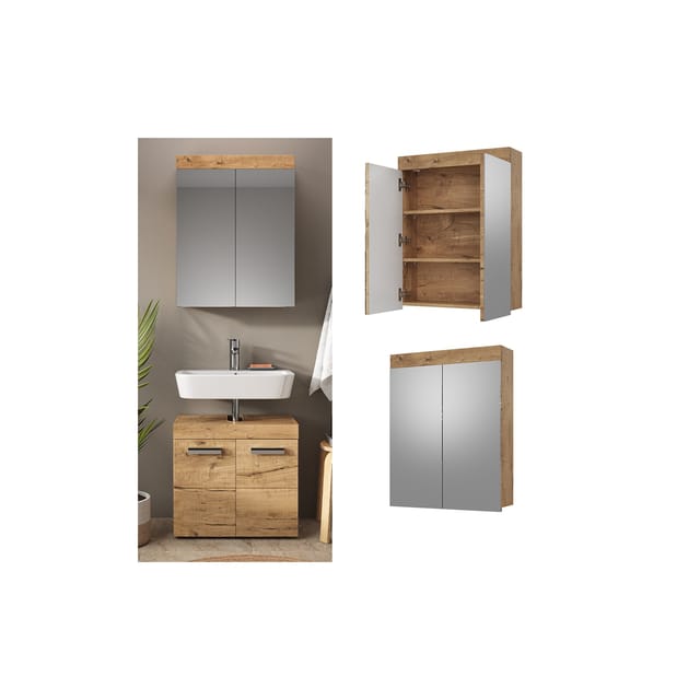 Vicco Badspiegelschrank Luna Eiche 60 x 77 cm