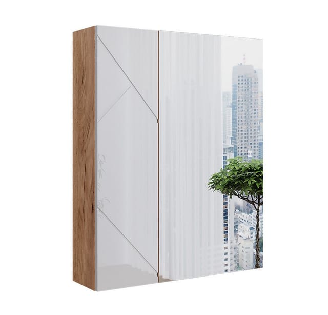 Vicco Badspiegelschrank Irma Goldkraft Eiche/Weiß Hochglanz 60 x 75 cm