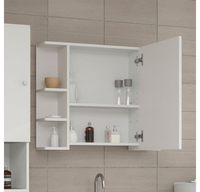 Vicco Badspiegelschrank Fynn Weiß 80 x 64 cm