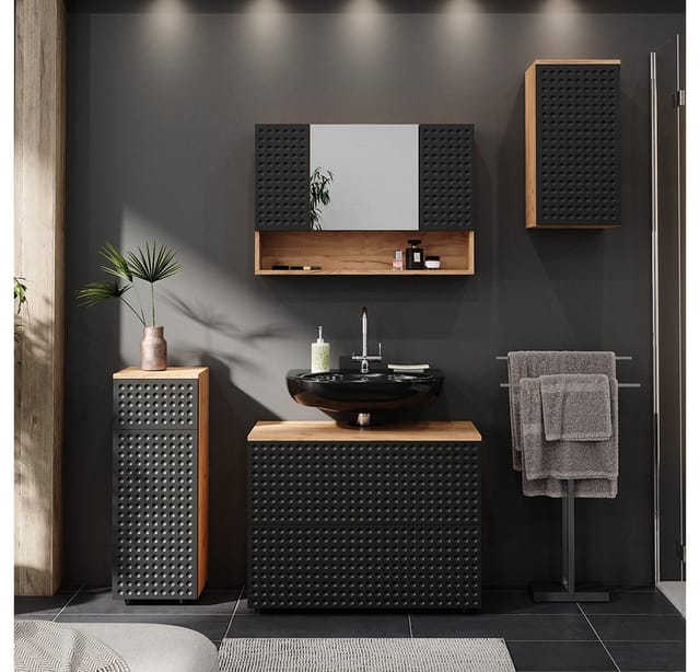 Vicco Badschrank Irma Goldkraft Eiche/Anthrazit 30 x 59 cm 2 Fächer Badezimmer Opt 2