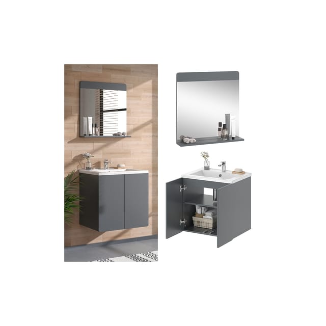 Vicco Badmöbel-Set Izan Grau 2 Teile