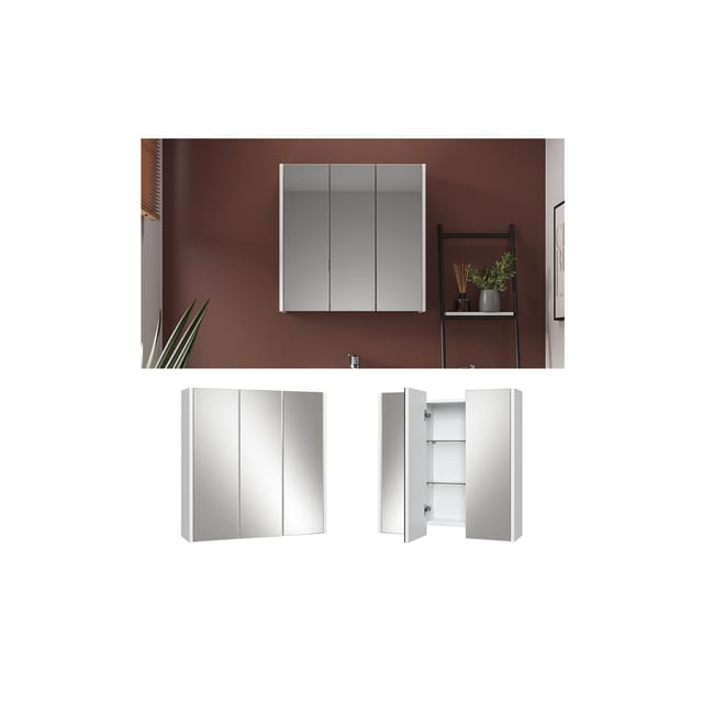 Vicco Badspiegelschrank Majest Weiß/Weiß Hochglanz 68 x 68 cm