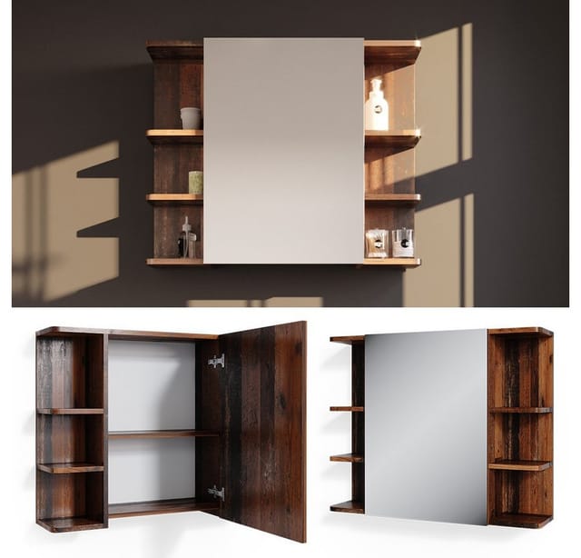 Vicco Badspiegelschrank Fynn Antikholz 80 x 64 cm