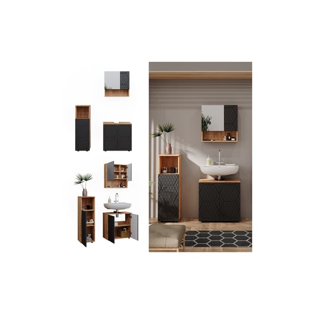 Vicco Badmöbel-Set Irma Goldkraft Eiche/Anthrazit 3 Teile
