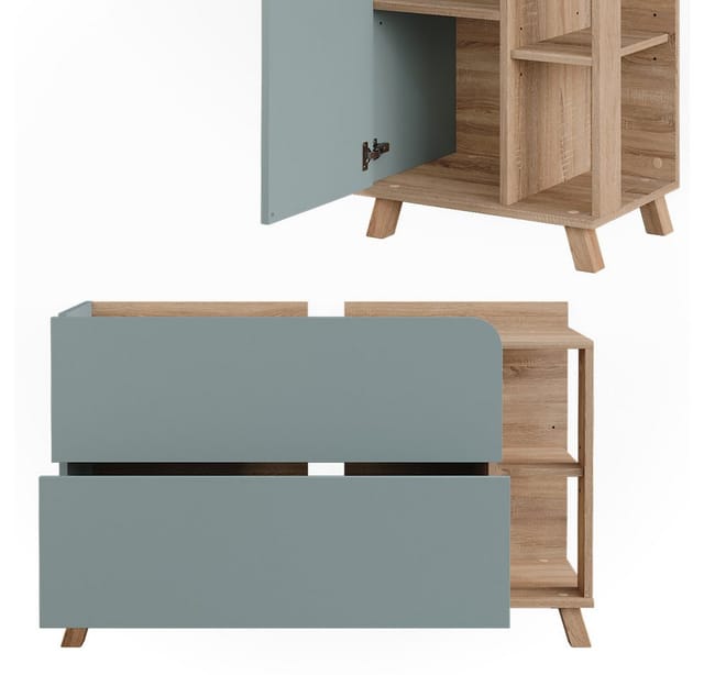 Vicco Badmöbel-Set Karen Sonoma/Blau 3 Teile