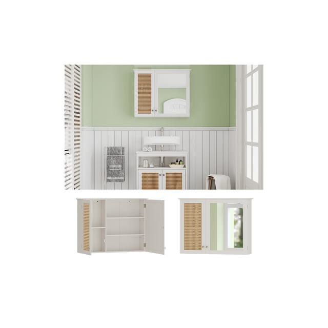 Vicco Badspiegelschrank Rosario Weiß 68 x 49 cm mit 2 Türen