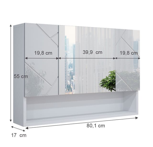 Vicco Badspiegelschrank Irma Weiß Hochglanz 80 x 55 cm