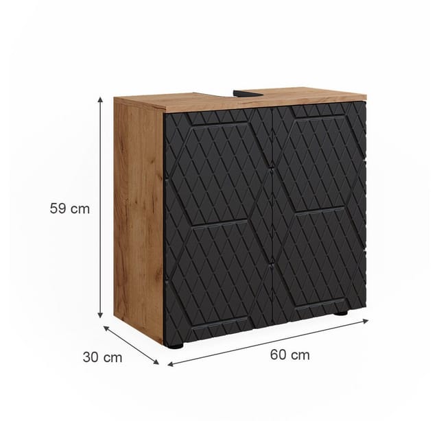 Vicco Waschbeckenunterschrank Irma Goldkraft Eiche/Anthrazit 60 x 59 cm