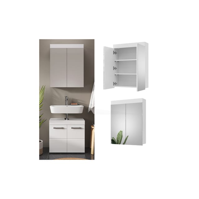 Vicco Badspiegelschrank Luna Weiß 60 x 77 cm