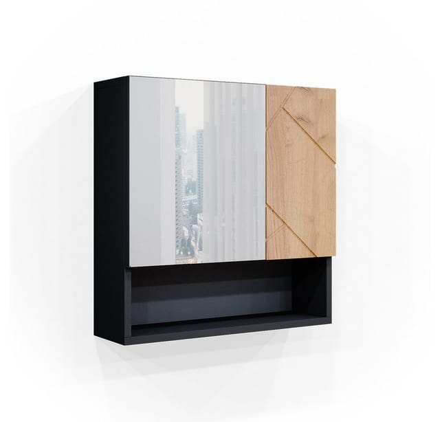 Vicco Badspiegelschrank Irma Anthrazit/Eiche 54 x 55 cm