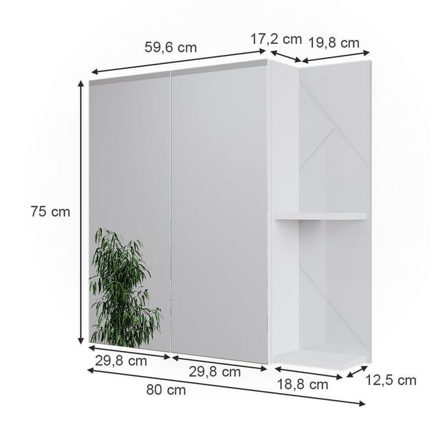 Vicco Badspiegelschrank Irma Weiß Hochglanz 80 x 75 cm