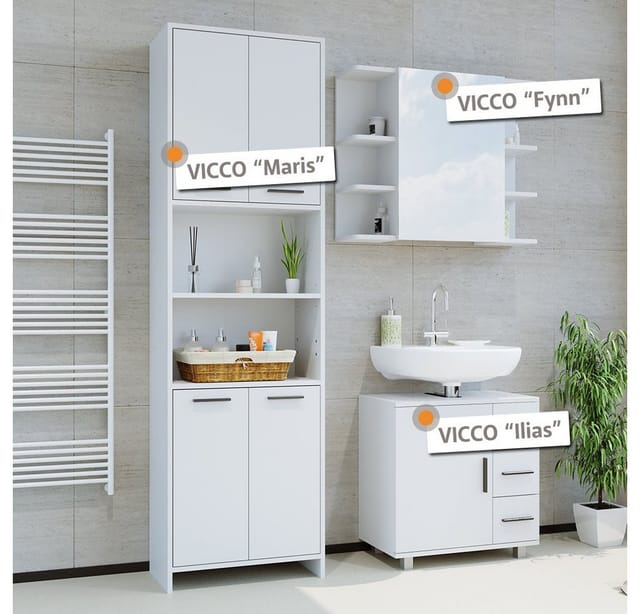 Vicco Badschrank Maris Weiß 56 x 190 cm Opt 2