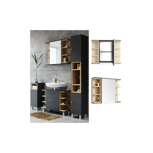 Vicco Badspiegelschrank Aquis Anthrazit/Sonoma 79 x 64 cm