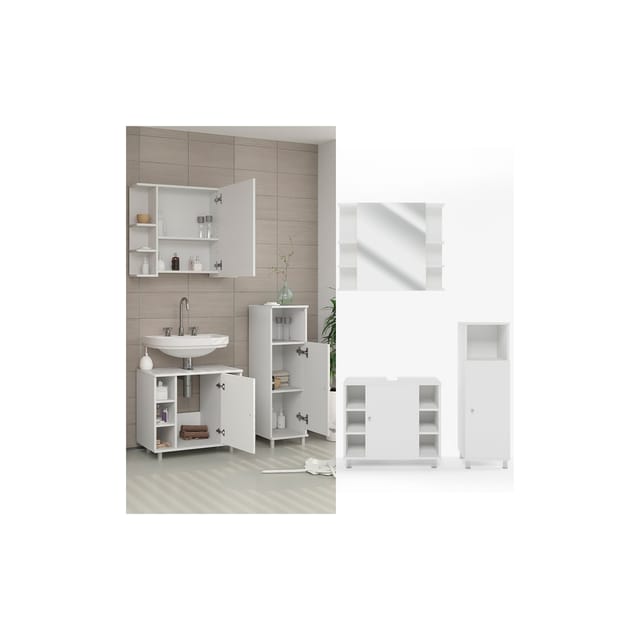 Vicco Badmöbel-Set Fynn Weiß 3 Teile mit Midischrank
