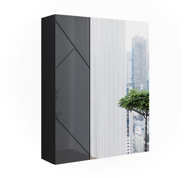 Vicco Badspiegelschrank Irma Anthrazit/Anthrazit Hochglanz 60 x 75 cm