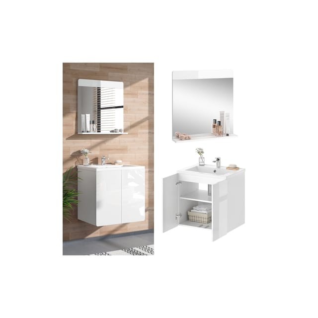 Vicco Badmöbel-Set Izan Weiß Hochglanz 2 Teile