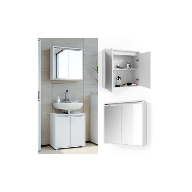 Vicco Badspiegelschrank Ruben Weiß 60 x 60 cm
