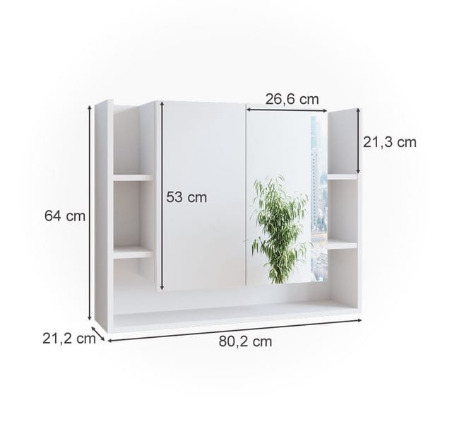 Vicco Badspiegelschrank Elira Weiß 80 x 64 cm