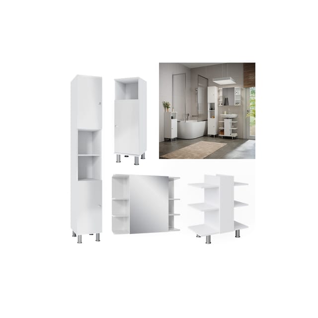Vicco Badmöbel-Set Fynn Weiß 4 Teile Opt 2