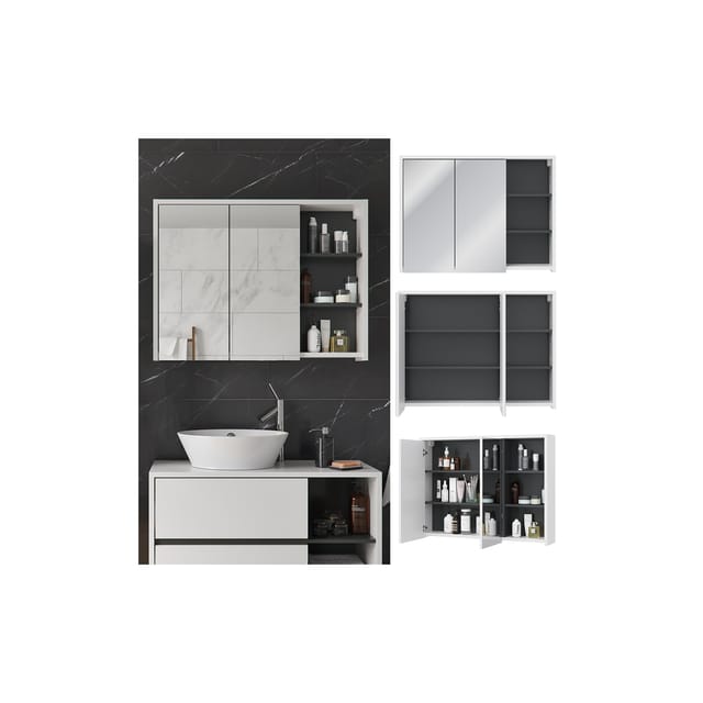 Vicco Badspiegelschrank Viola Anthrazit/Weiß 100 x 75 cm