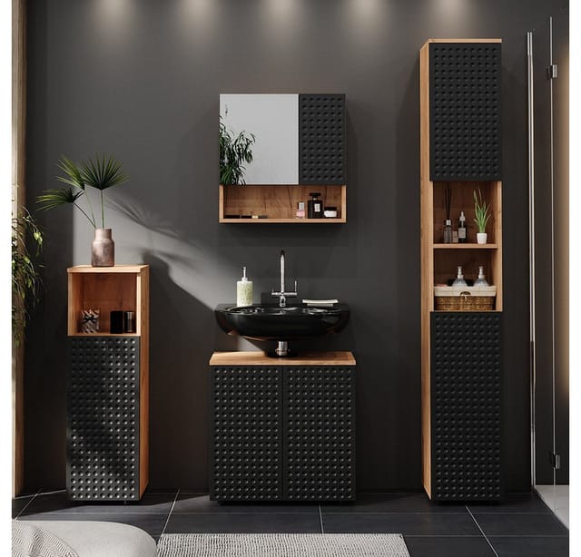 Vicco Midischrank Irma Goldkraft Eiche/Anthrazit 30 x 95 cm Opt 2