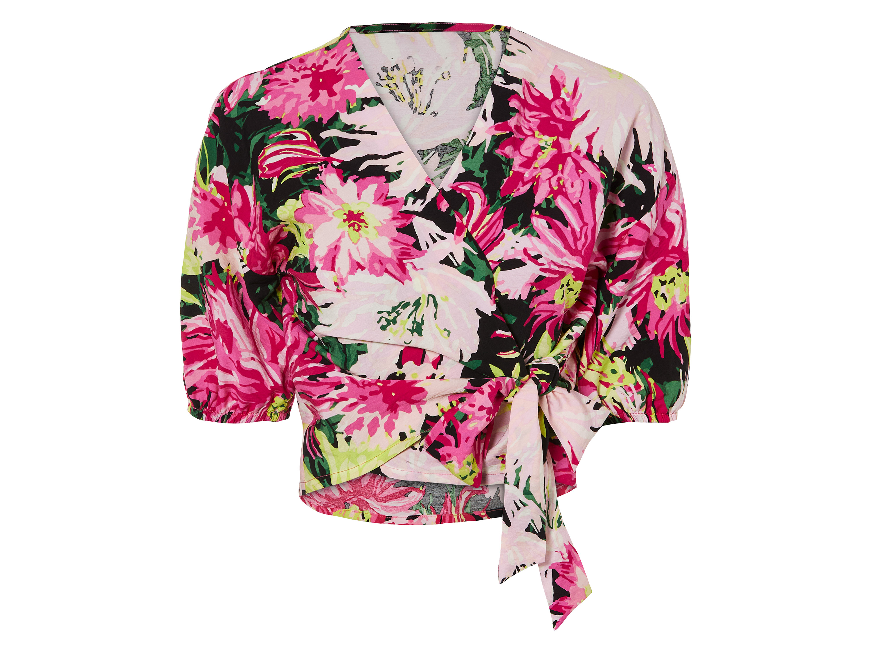 ESMARA® Damen Wickelbluse (Blumen/rosa/pink, 46) Bild 3