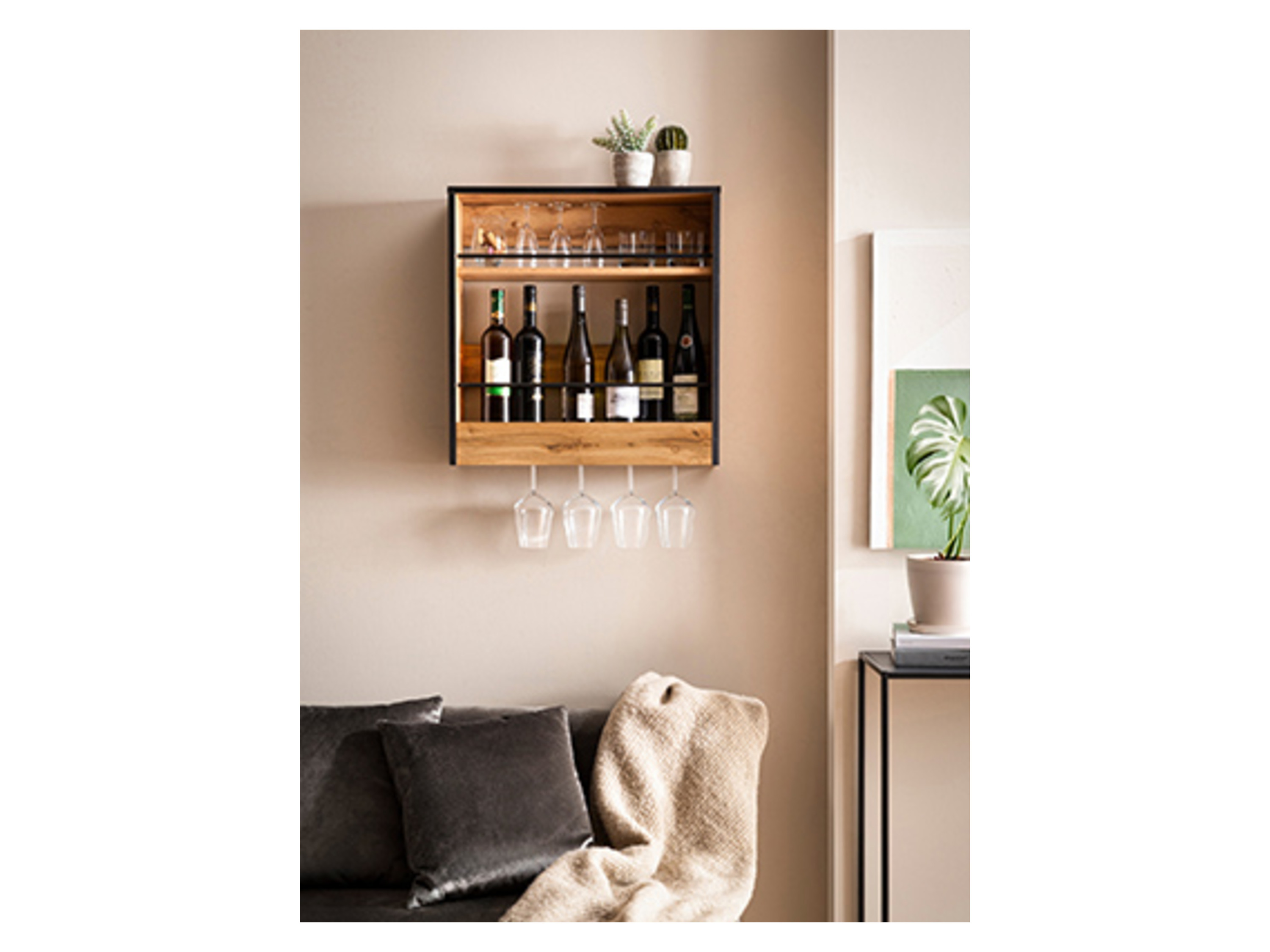 SCHILDMEYER Weinregal + Weinglashalter »Bent«, Eiche Landhaus Dekor Bild 4