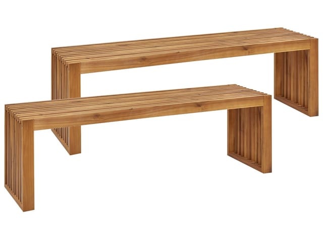 Beliani Gartenbank Heller Holzfarbton 40x150x45