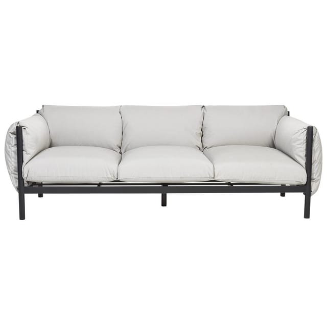 Beliani Gartensofa Grau Schwarz 96x211x80