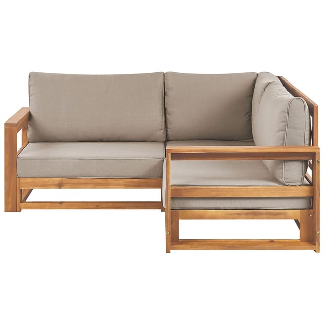 Beliani Gartensofa Heller Holzfarbton Grau Beige 167x167x72