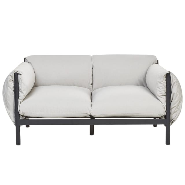 Beliani Gartensofa Grau Schwarz 96x144x80