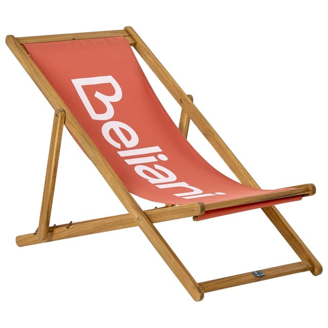Beliani Gartenliege Rot Heller Holzfarbton 97x54x70