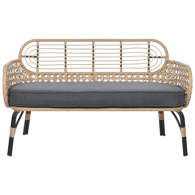 Beliani Gartensofa Naturfarben Beige Grau Schwarz 59x122x79
