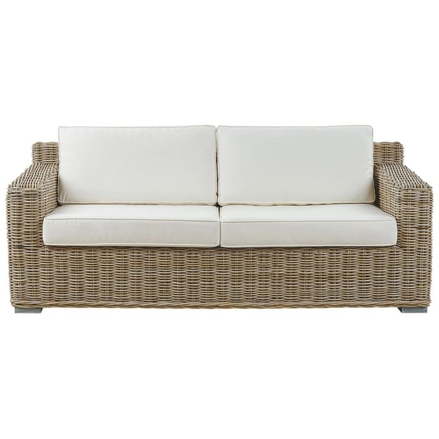 Beliani Gartensofa Naturfarben Beige Weiss 90x194x70