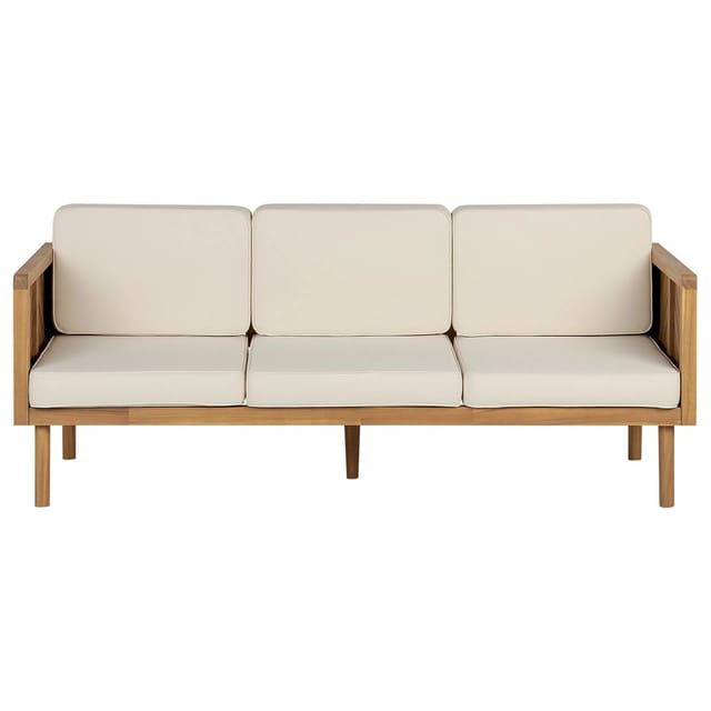Beliani Gartensofa Heller Holzfarbton Beige 65x179x76